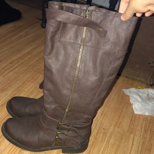 Brown leather boots